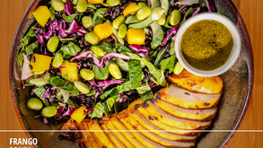 Frango Ponzu: refeição equilibrada com informação nutricional detalhada