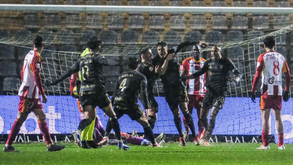 Jogadores do Casa Pia festejam golo frente ao AVS SAD