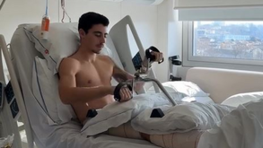 Vasco Sousa durante o período em que esteve internado após ser operado ao perónio da perna direita