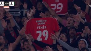 A homenagem dos adeptos do Benfica a Fehér: bancadas levantaram-se ao minuto 29 do jogo com o E. Amadora