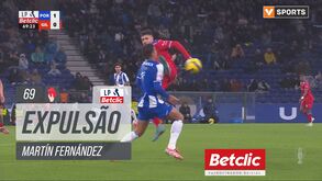 Entrou, esteve 90 segundos em campo e... foi expulso: Martín Fernández com noite para esquecer no Dragão