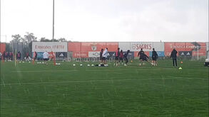 Da chuva torrencial ao pedido de golo a... Anísio Cabral: as imagens do treino do Benfica 