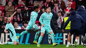 Jogadores do Sporting festejam vitória épica na Champions