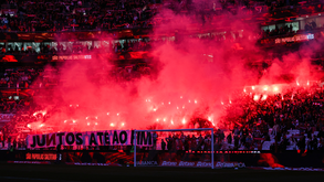 Ultras do Benfica durante o jogo com o E. Amadora
