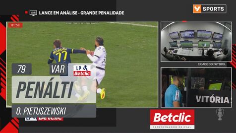 A falta para penálti (revista no VAR) que valeu o triunfo do FC Porto em Guimarães