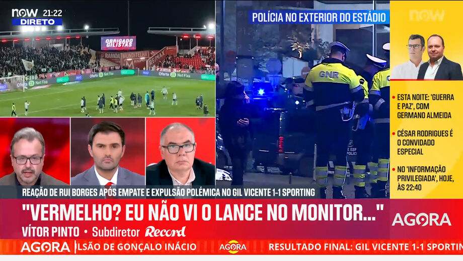 Subdiretor de Record analisa declaração de Rui Borges sobre expulsão de Inácio com o Gil Vicente