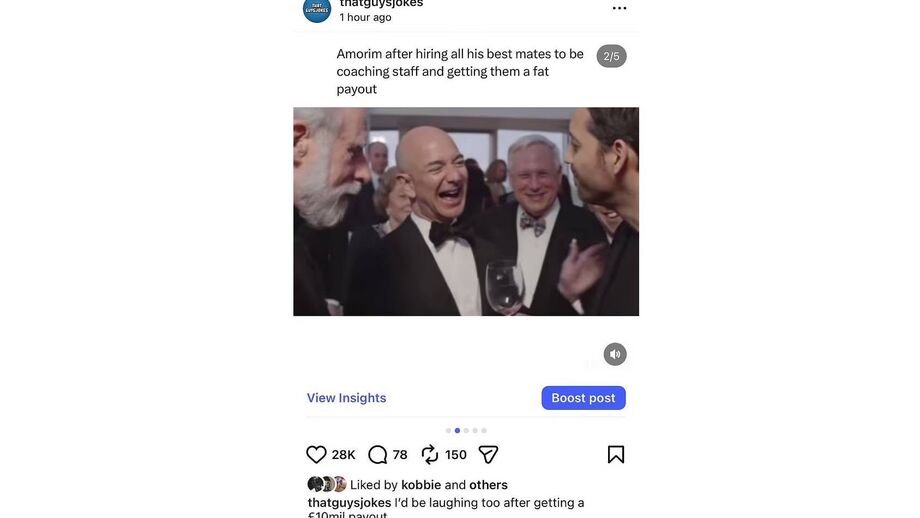 'Like' de Kobbie Mainoo em publicação satírica sobre o despedimento de Ruben Amorim