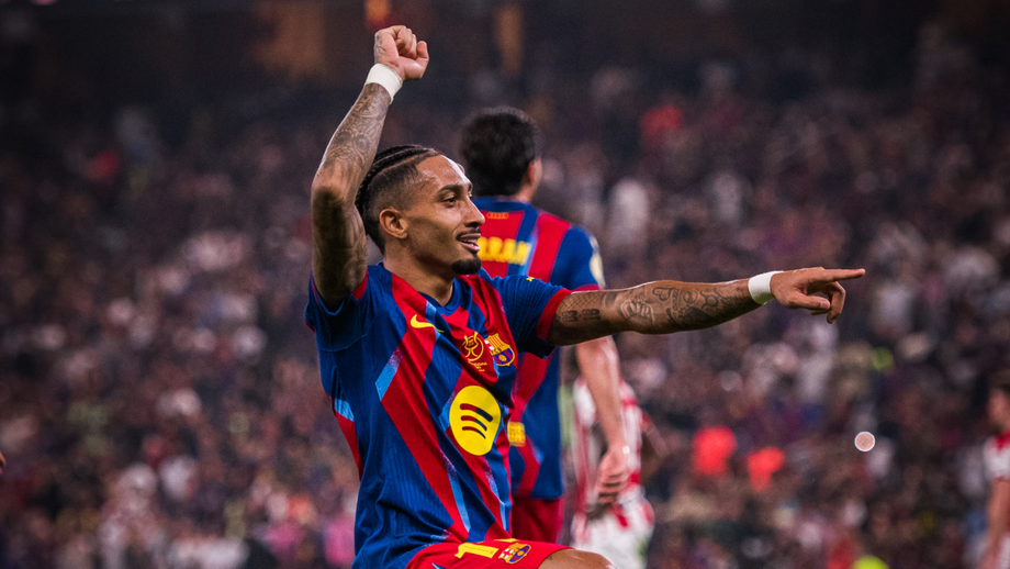 Raphinha festeja golo na meia-final da Supertaça de Espanha, frente ao Ath. Bilbao