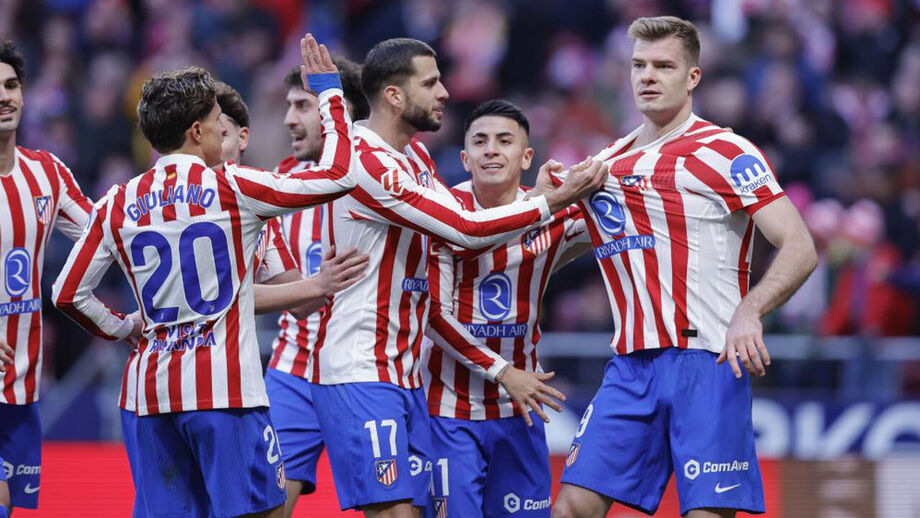 Jogadores do Atlético Madrid a celebrar 