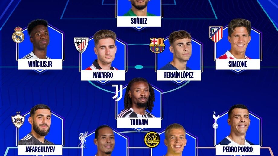 Suárez e Vinícius Jr. na equipa da semana da Liga dos Campeões