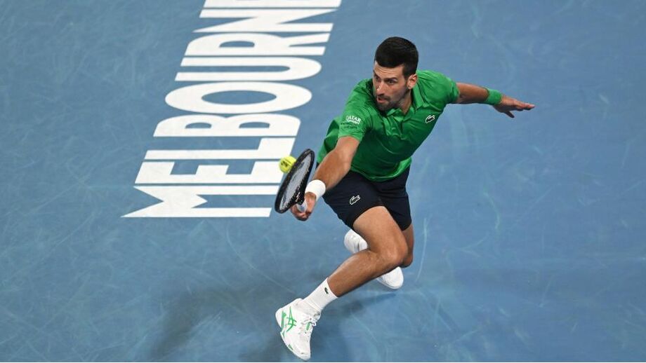 Novak Djokovic em ação em Melbourne