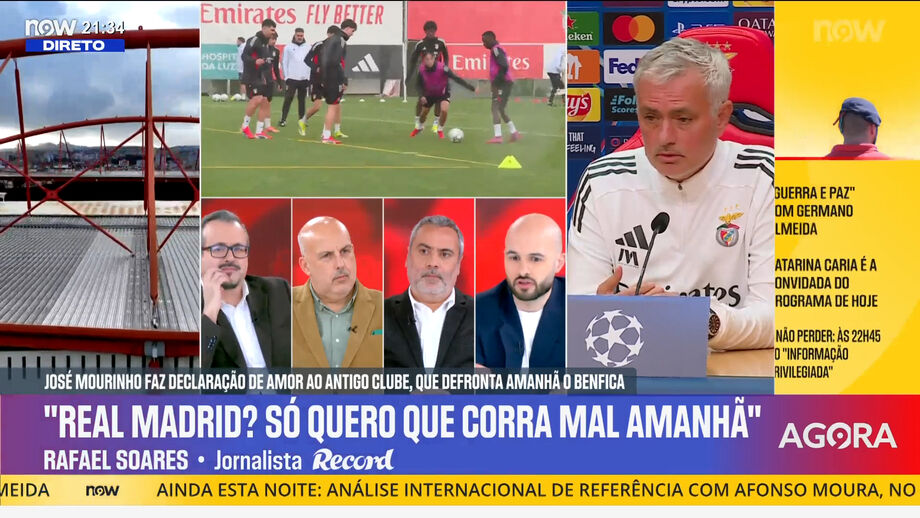 Troca de elogios entre treinador do Benfica e Real Madrid em destaque no programa 'Record na Hora'