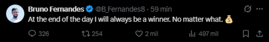 Ataque informático no 'X' de Bruno Fernandes