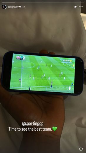 Geovany Quenda atento ao jogo do Sporting reage... em bom inglês