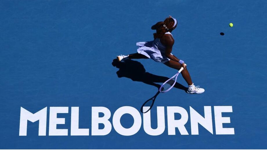 Coco Gauff em ação no Open da Austrália