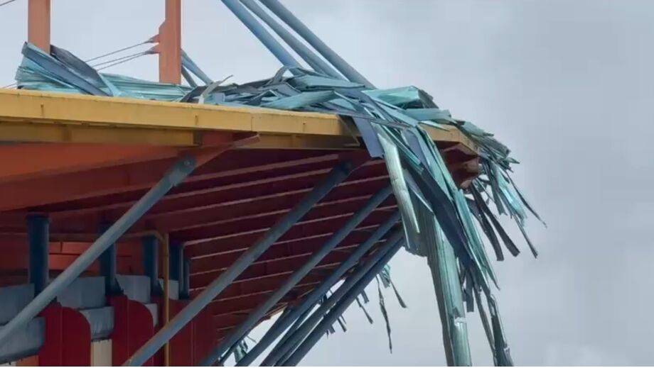 Estádio foi visivelmente afetado pela depressão Kristin