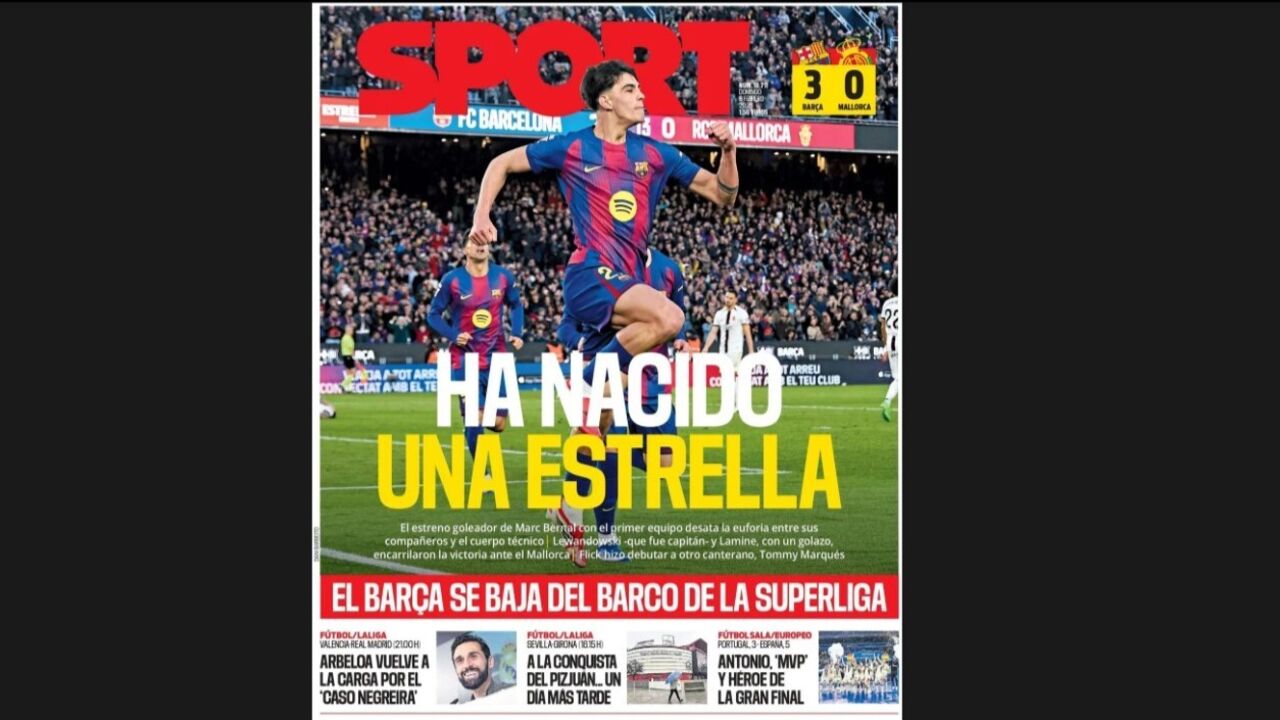 A capa da edição do 'Sport' deste domingo, dia 8 de fevereiro