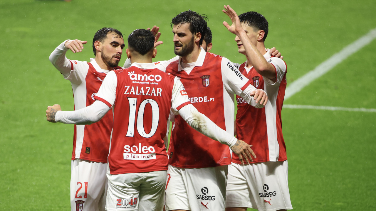 Jogadores do Sp. Braga celebram