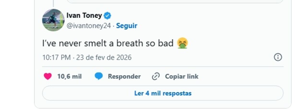 Ivan Toney critica mau hálito em publicação nas redes sociais