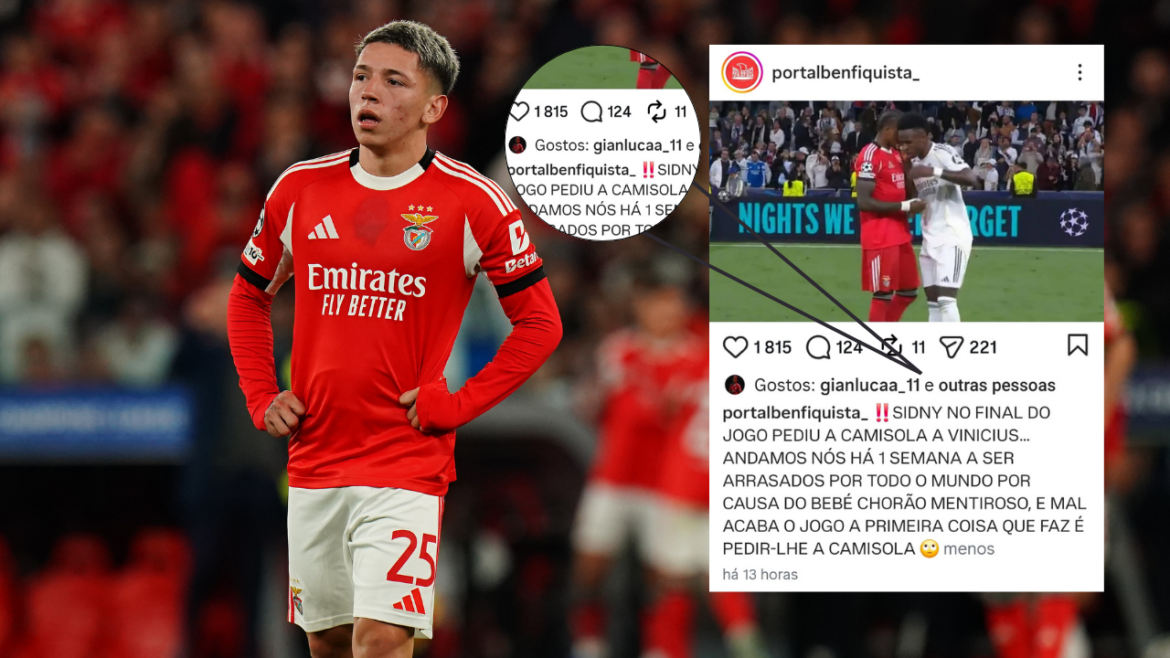 O 'like' de Prestianni em publicação que arrasa Lopes Cabral