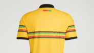 Camisola amarela "Reggae Boyz" da Jamaica, inspirada em Bob Marley