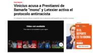 'Marca': Vinícius acusa Prestianni de lhe chamar “macaco” e Letexier ativa o protocolo antirracismo