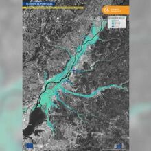 <![CDATA[ Imagem de satélite mostra dimensão de áreas inundadas junto ao rio Tejo ]]>