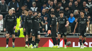 Jogadores do Manchester City festejam golo frente ao Tottenham
