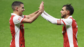 Víctor Gómez e Ricardo Horta festejam durante o Sp. Braga-Rio Ave