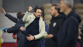 César Peixoto festeja de forma efusiva a vitória do Gil Vicente frente ao Sp. Braga