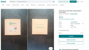 Preservativo edição limitada Jogos Olímpicos de Milão Cortina 2026 à venda por 105 euros