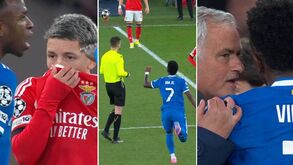 Jogo de futebol: Confronto entre jogadores, árbitro e o treinador Mourinho