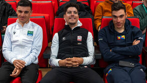 Afonso Silva, João Almeida e Juan Ayuso na apresentação da prova