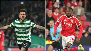 Luis Suárez (Sporting) à esquerda e Dodi Lukebakio (Benfica) à direita