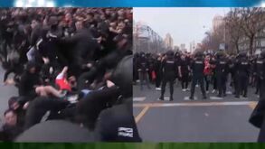 Tensão em Madrid: confrontos entre polícia e adeptos do Benfica 