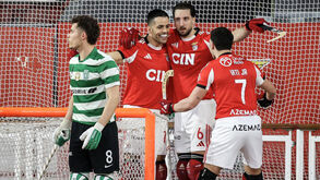 Jogadores do Benfica a celebrar 