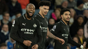 Jogadores do Manchester City a celebrar 