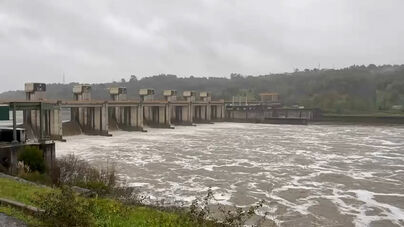 O impressionante caudal do rio Douro que obriga à abertura das comportas da Barragem de Crestuma