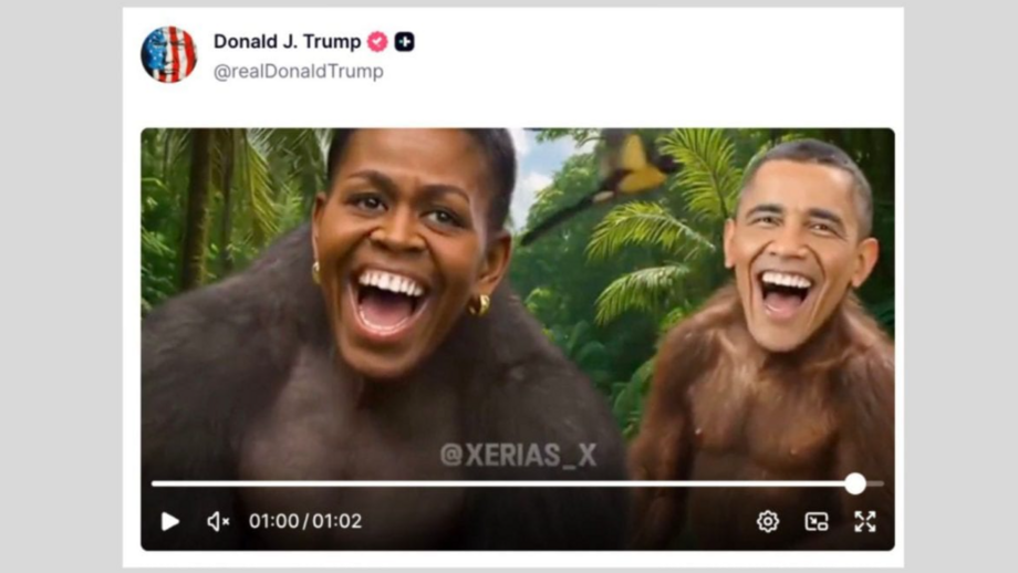 Publicação de Donald Trump com vídeo de Barack e Michelle Obama alterados