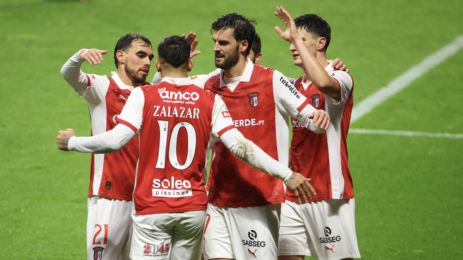 Jogadores do Sp. Braga celebram