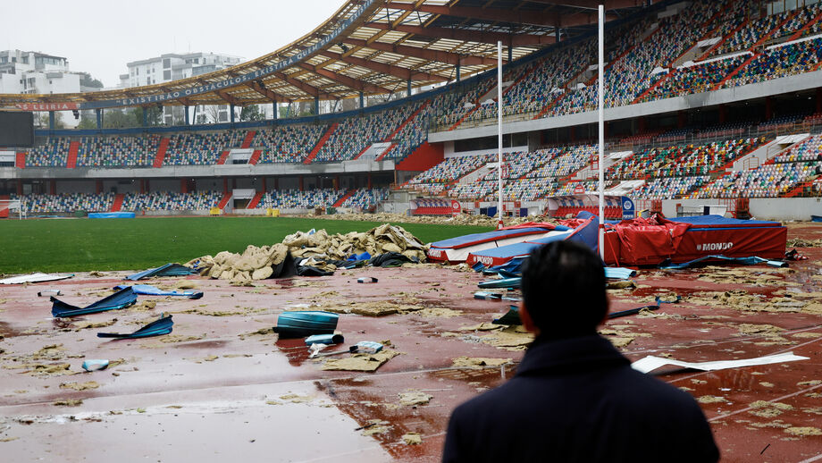 Estádio de Leiria afetado após tempestade
