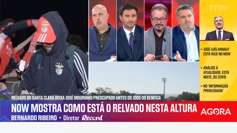 Diretor de Record analisa condições do estádio do Santa Clara, durante o programa 'Record na Hora'