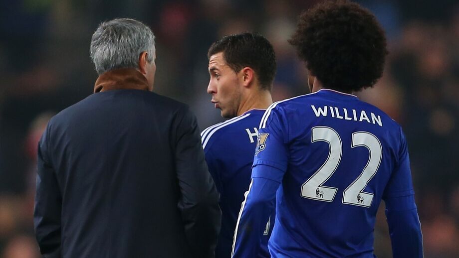 Mourinho com Hazard no Chelsea