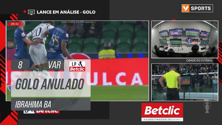 VAR anula golo de Ibrahima Ba no Sporting-Famalicão