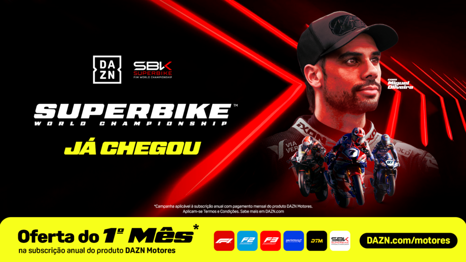 Miguel Oliveira estreia-se nas Superbikes, com transmissão na DAZN.
