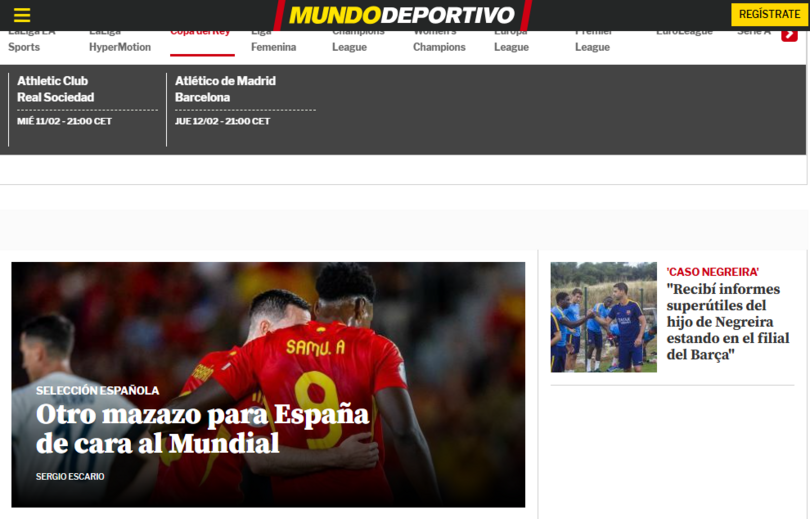 Samu na manchete do Mundo Deportivo