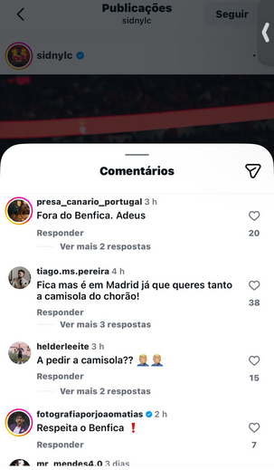 Os comentários de adeptos do Benfica nas redes sociais de Lopes Cabral após o jogo com o Real Madrid
