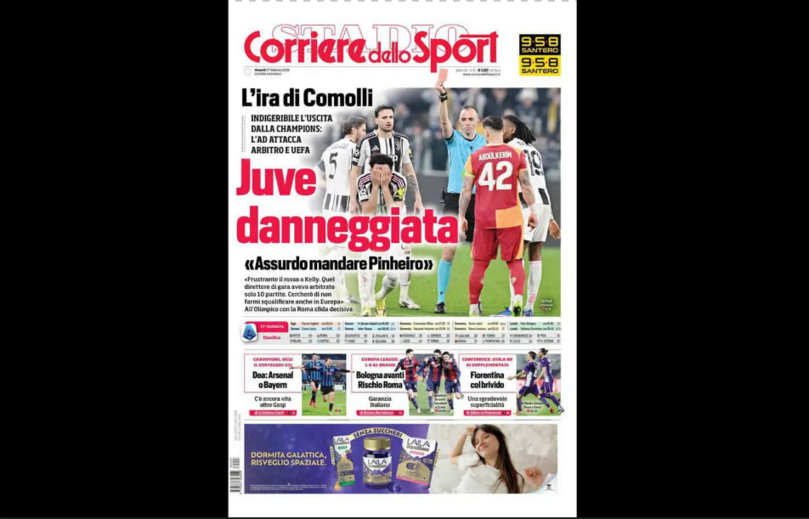 'Corriere dello Sport' destaca a 'raiva' de Damien Commolli com o desempenho de João Pinheiro