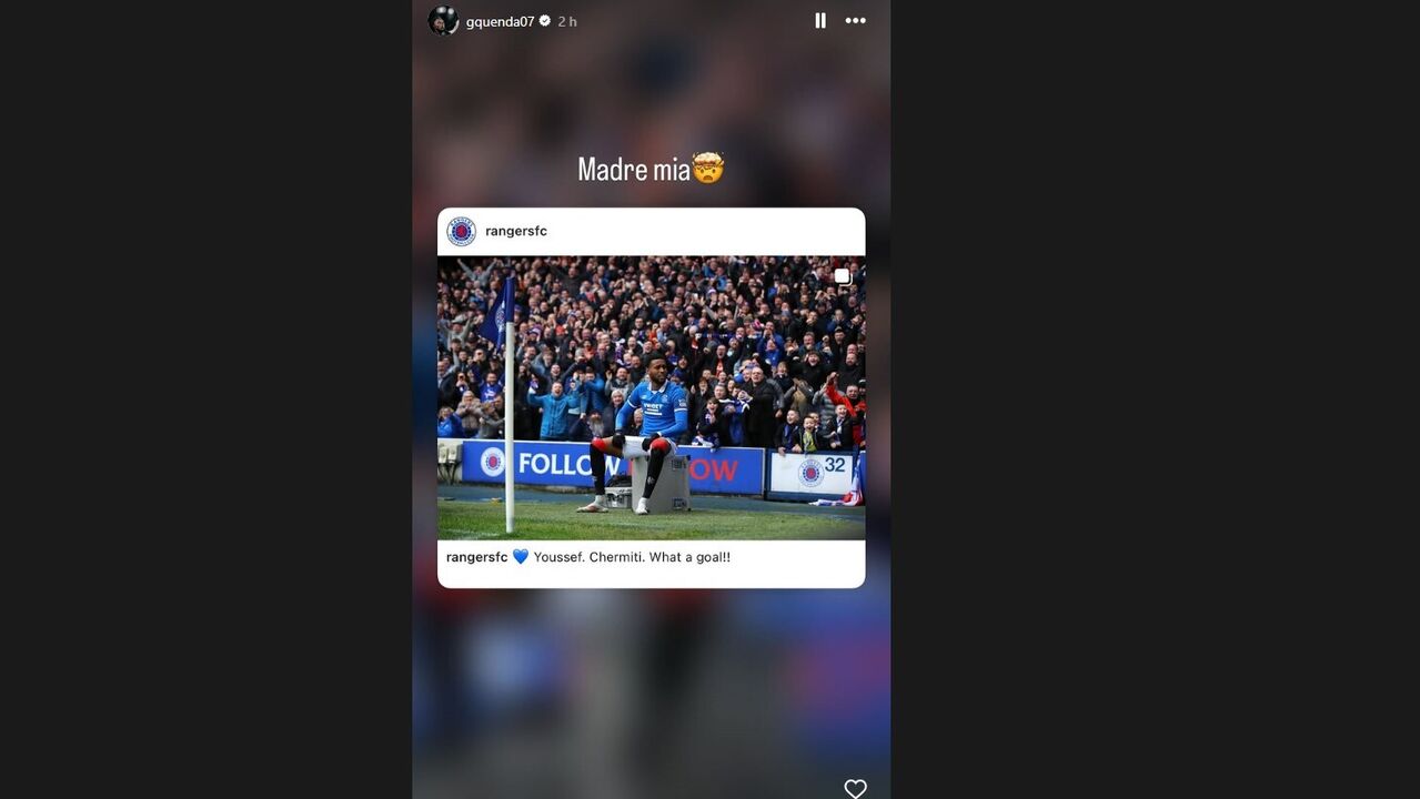 O story com a reação de Quenda ao golo de Chermiti