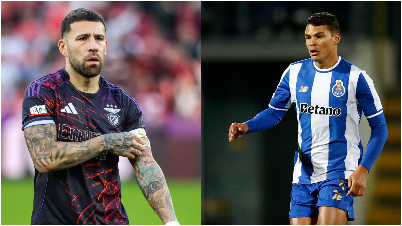 Nicolás Otamendi (à esquerda) e Thiago Silva (à direita)